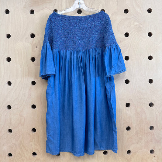 Smocked Chambray Dress