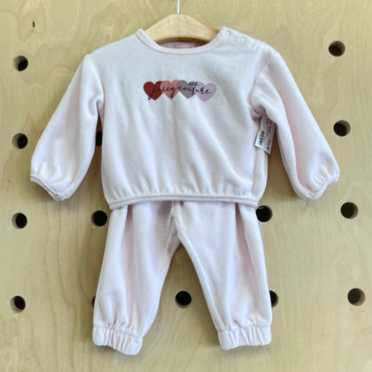 Pink Velour Logo Hearts Outfit