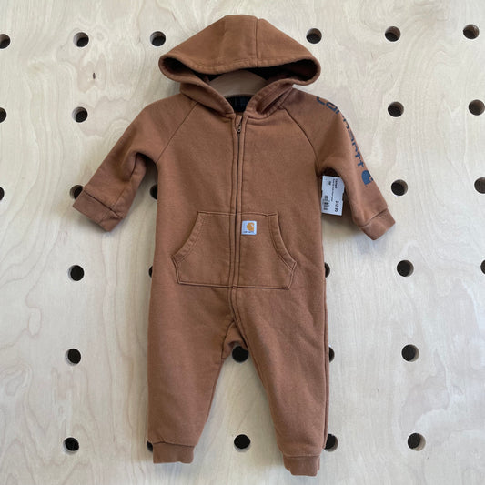 Brown Zip Hoodie Fleece Romper