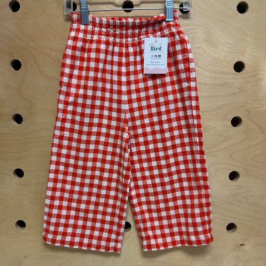 Red/White Gingham Linen Blend Pants