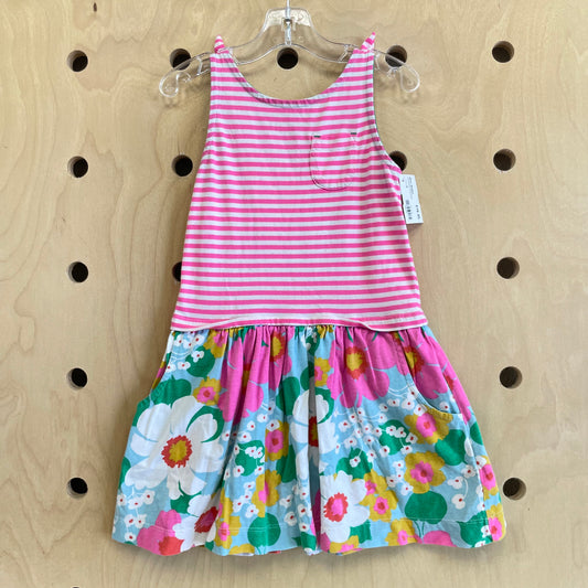 Pink Striped Floral Dress