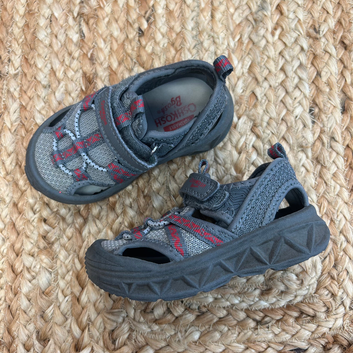 Grey & Red Sandals