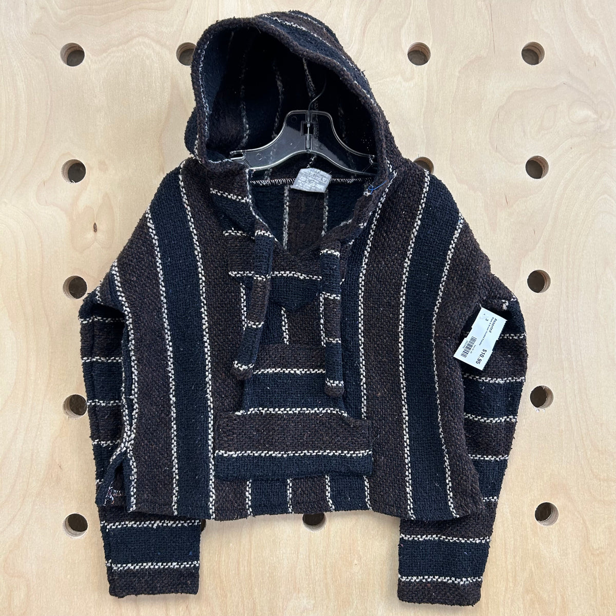 Black & Brown Hooded Poncho