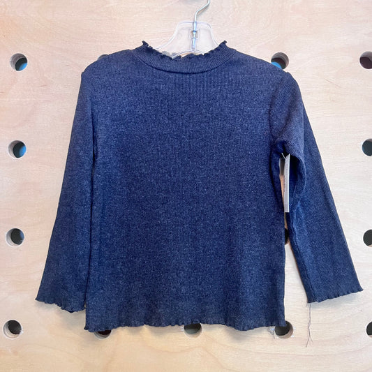 Grey Ribbed Lettuce Hem LS