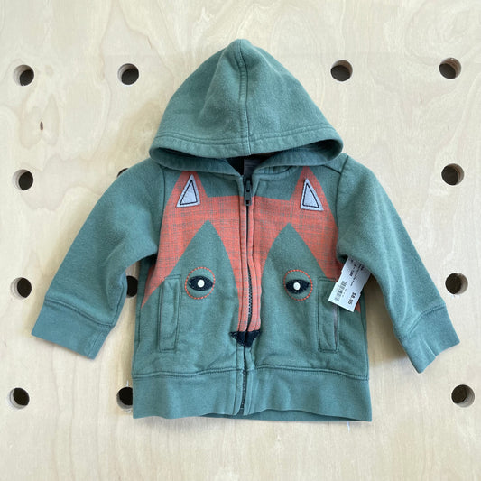 Green Fox Face Zip Hoodie