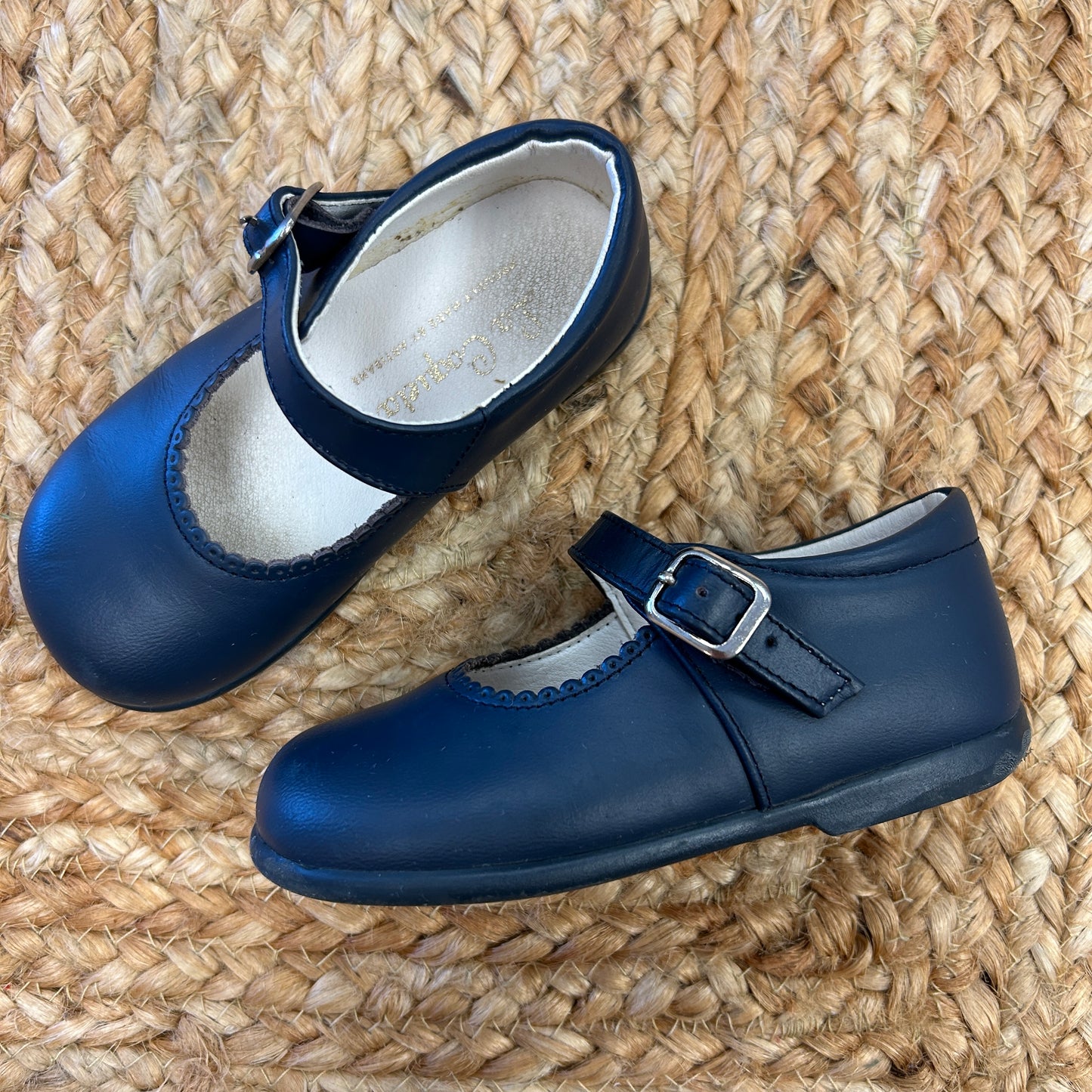 Blue Leather Mary Janes