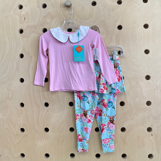 Bamboo Pink + Blue Floral Cow Outfit NEW!