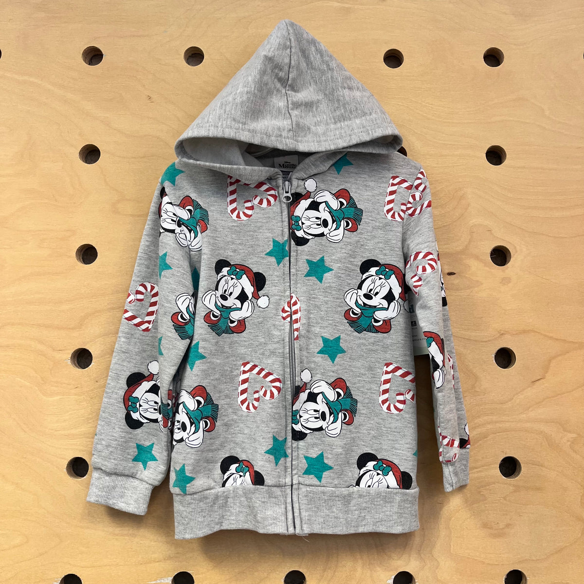 Grey Christmas Minnie Zip Hoodie