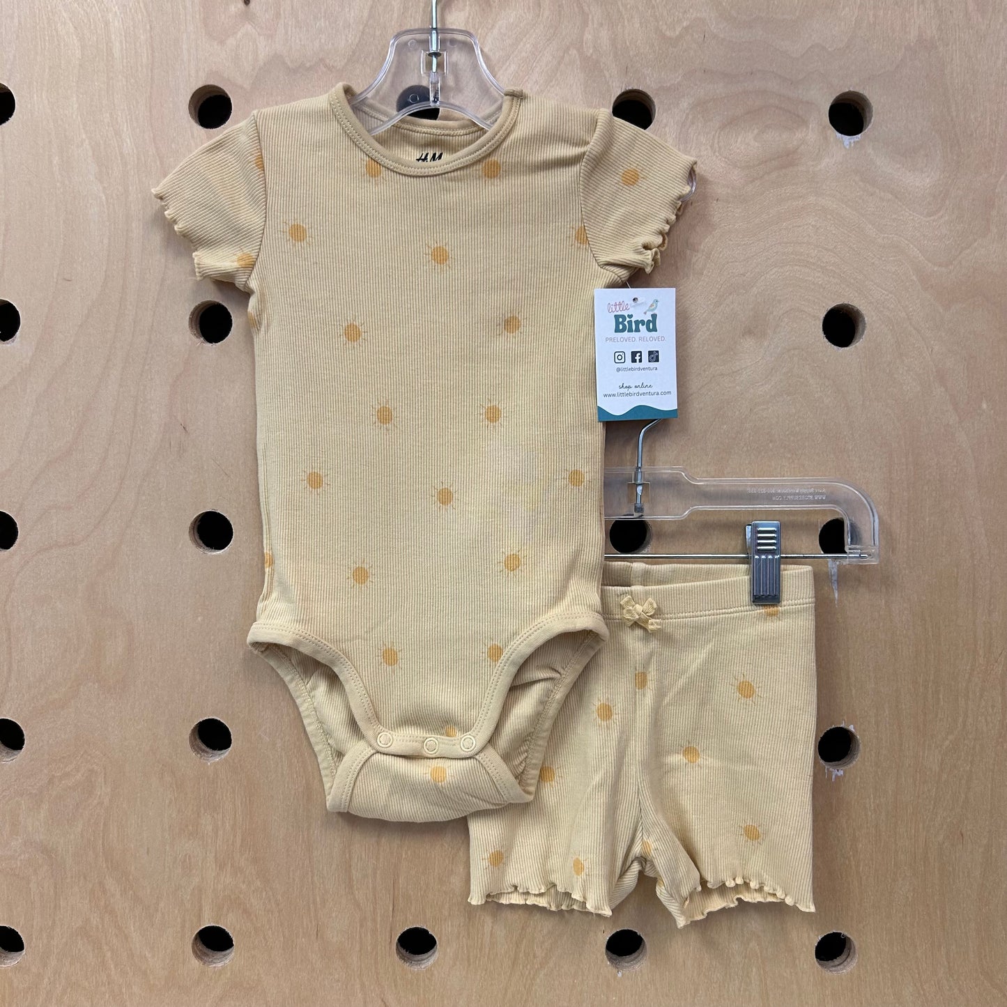 Yellow Sunny Lettuce Hem Organic Outfit