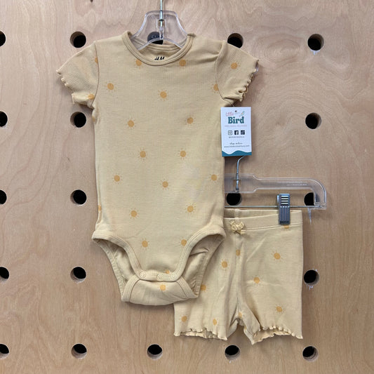 Yellow Sunny Lettuce Hem Organic Outfit