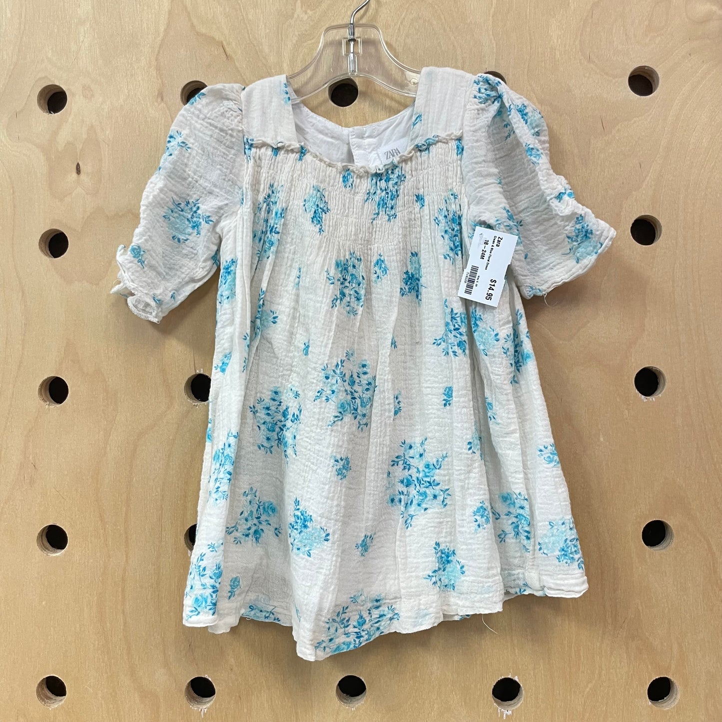Cream & Blue Floral Dress