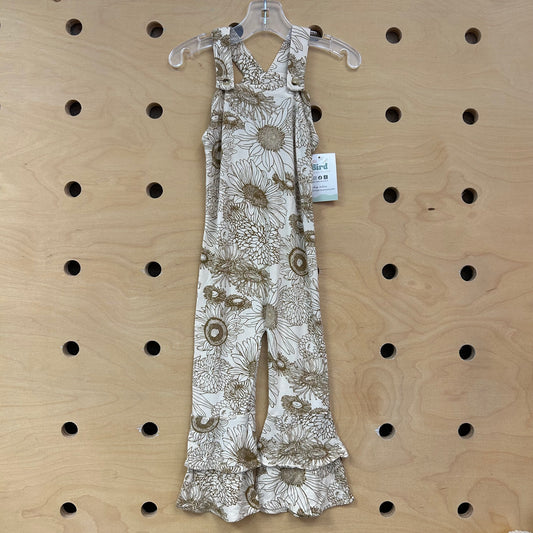 Beige Sunflowers Bamboo Romper
