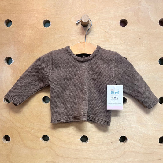Brown Back-Buttons Knit Sweater