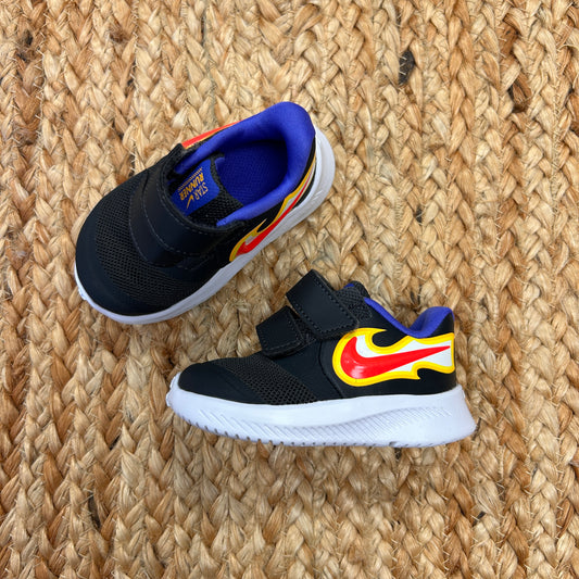 Black Mesh Fire Velcro Sneakers