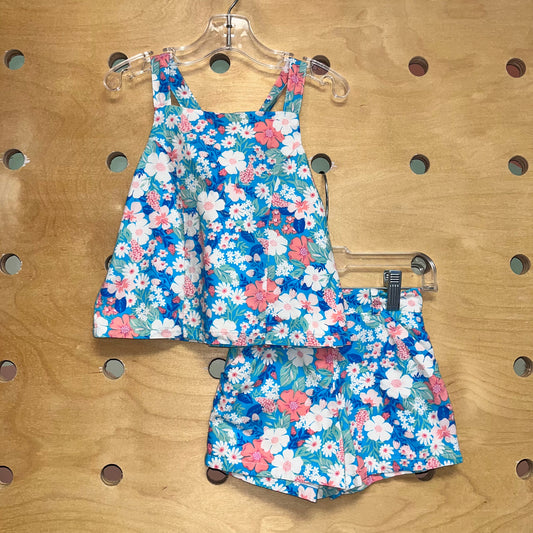 Blue Floral Cross-Back Outfit