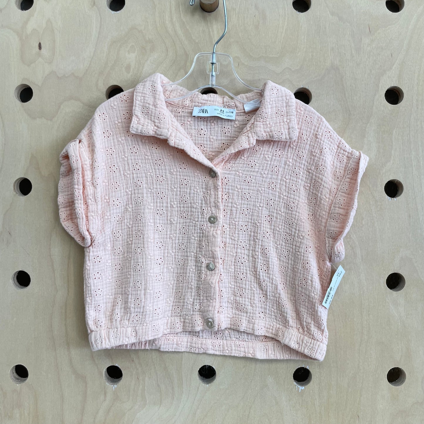 Peach Eyelet Button Up Shirt