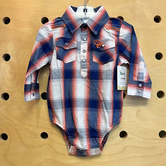 Blue/Orange Plaid Bodysuit