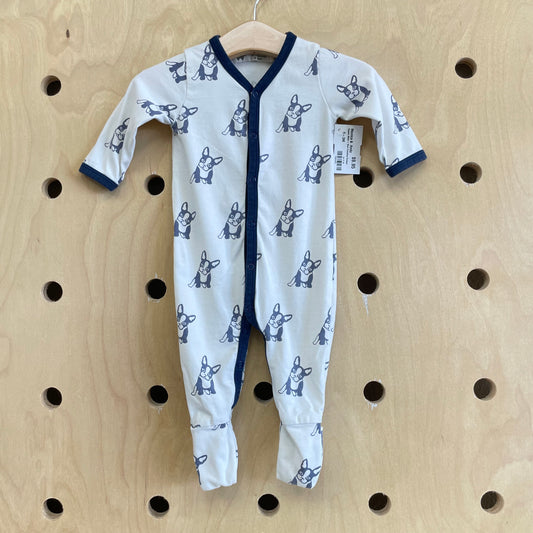 Organic White + Blue Frenchies Romper