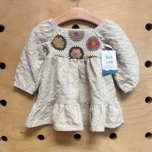 Organic Beige Crocheted Top Dress