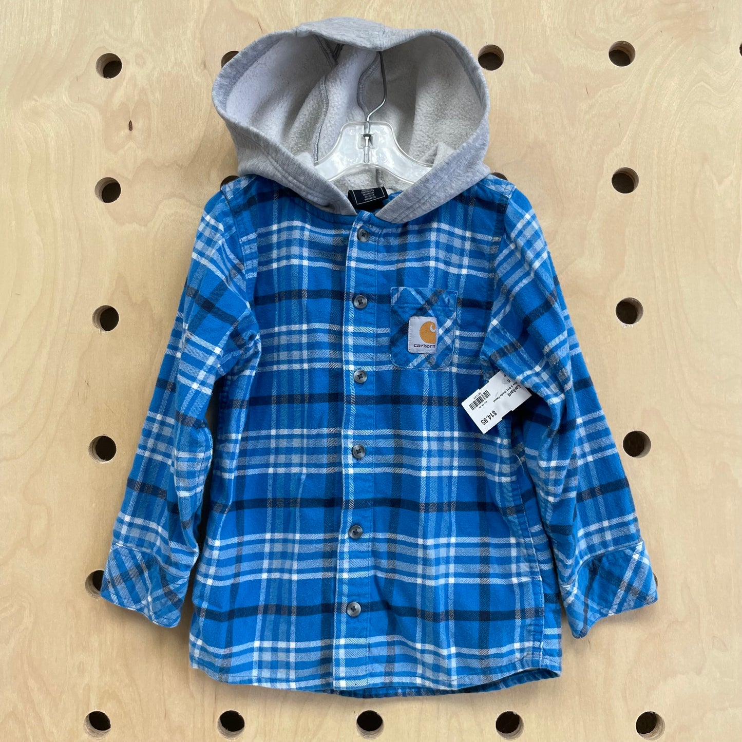 Blue & Grey Hoodie Flannel