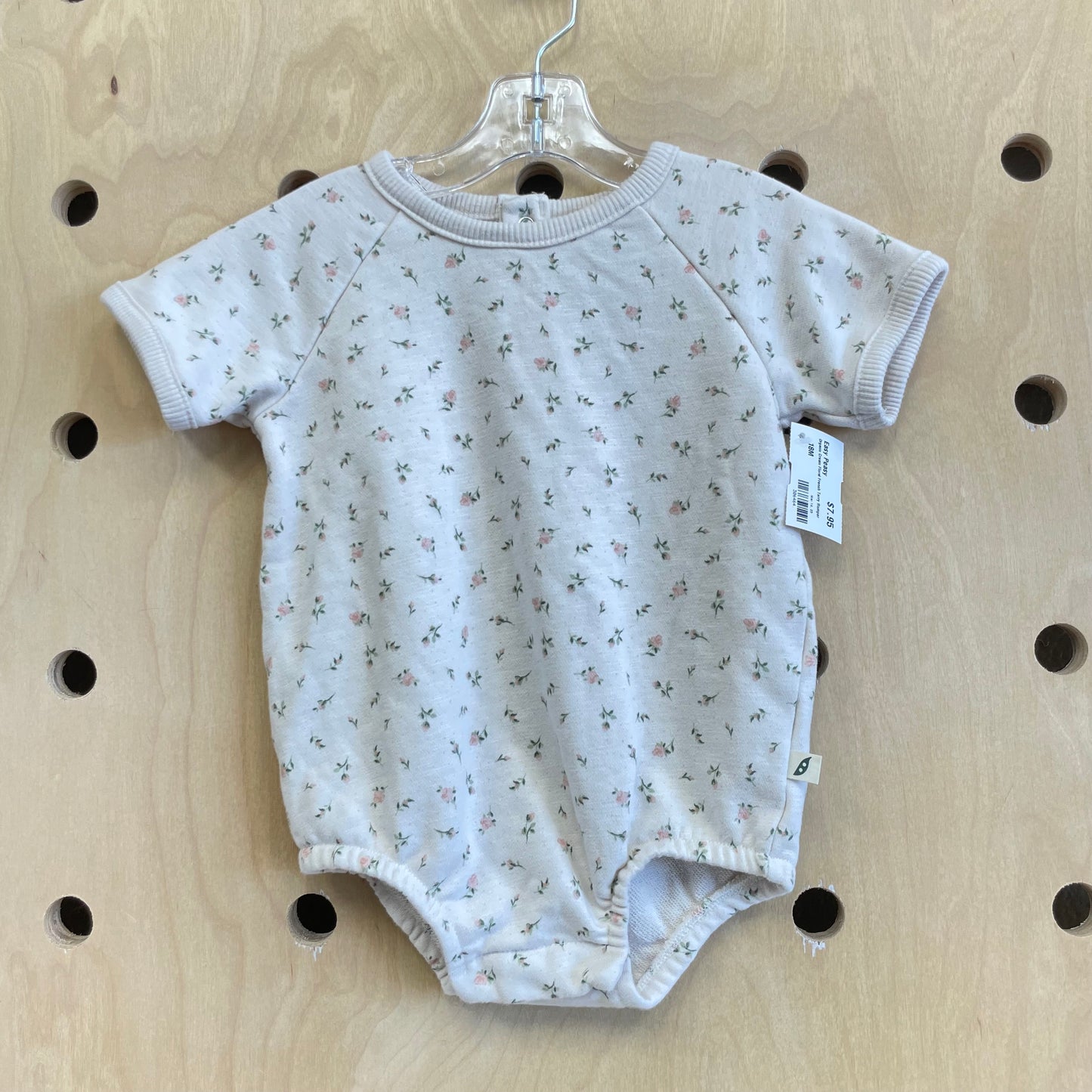 Organic Cream Floral French Terry Romper