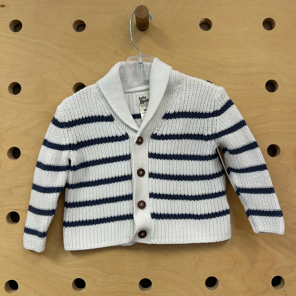 White & Blue Striped Cardigan