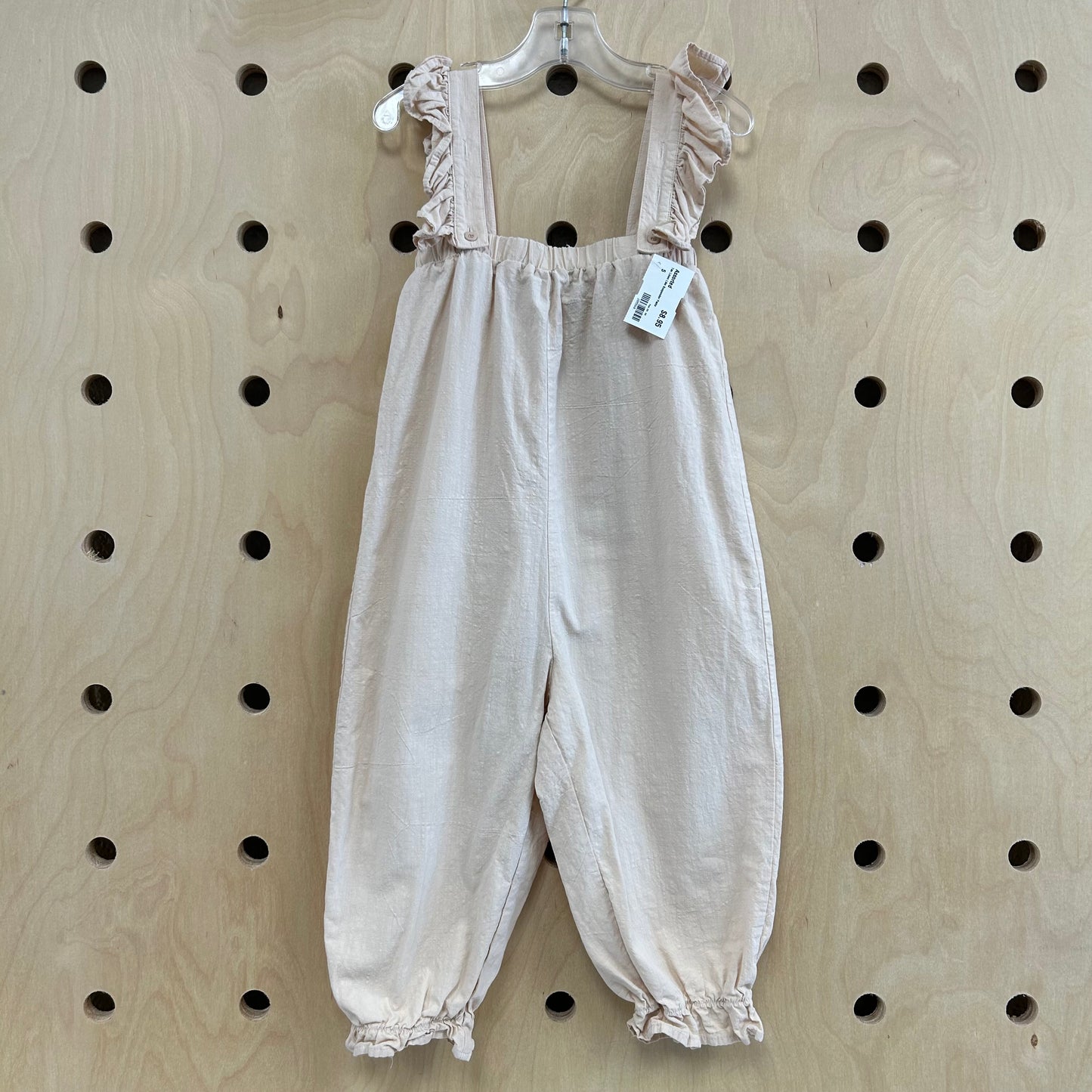 Tan Linen Like Suspender Pants