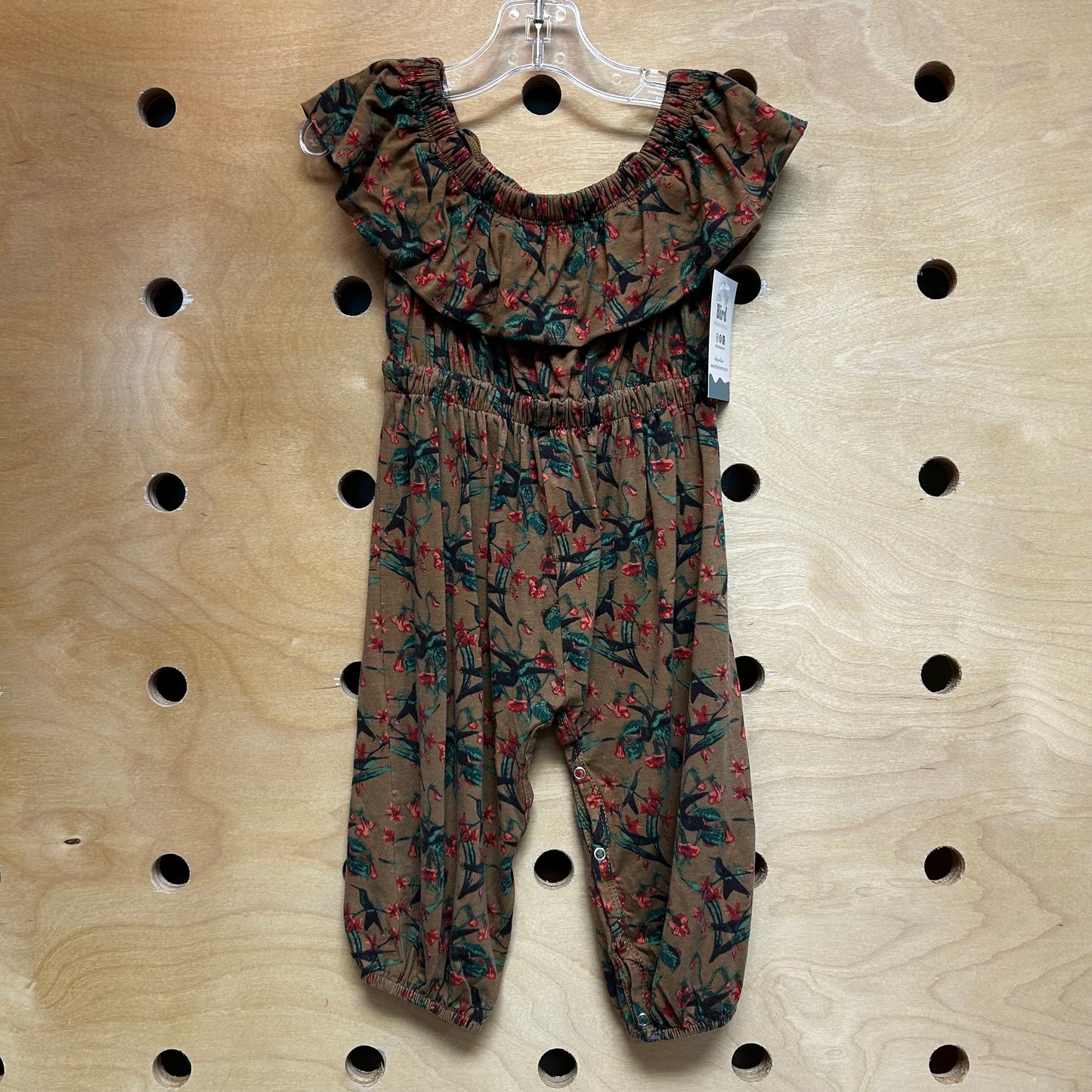 Brown/Green Floral Modal Romper
