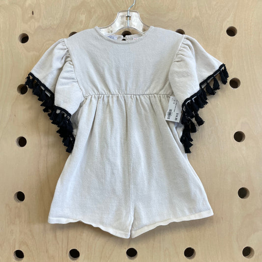 Cream + Black Tassel Romper