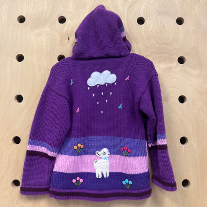 Purple Knit Peruvian Zip Hoodie