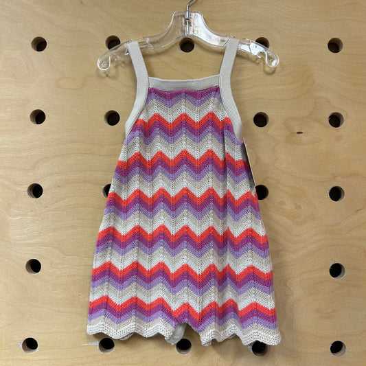 Beige Colorful Chevron Knit Dress