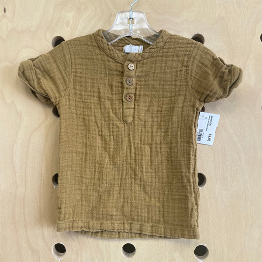 Mustard Gauze Button Shirt