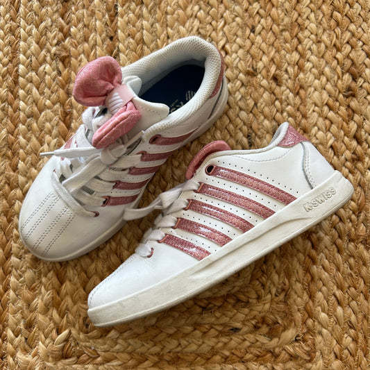 White & Pink Bow Sneakers