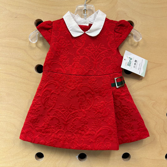 Red Textured Santa Buckle Dress