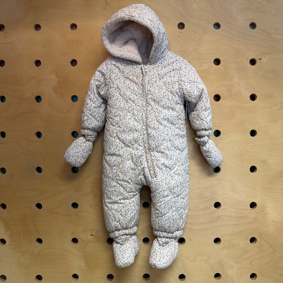Cream Floral Sherpa Lined Snowsuit