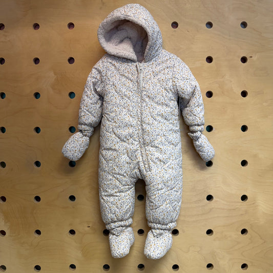 Cream Floral Sherpa Lined Snowsuit