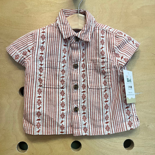 Burnt Orange Aztec/Dino Button Up