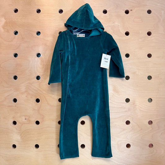 Forest Geen Velour Hooded Romper