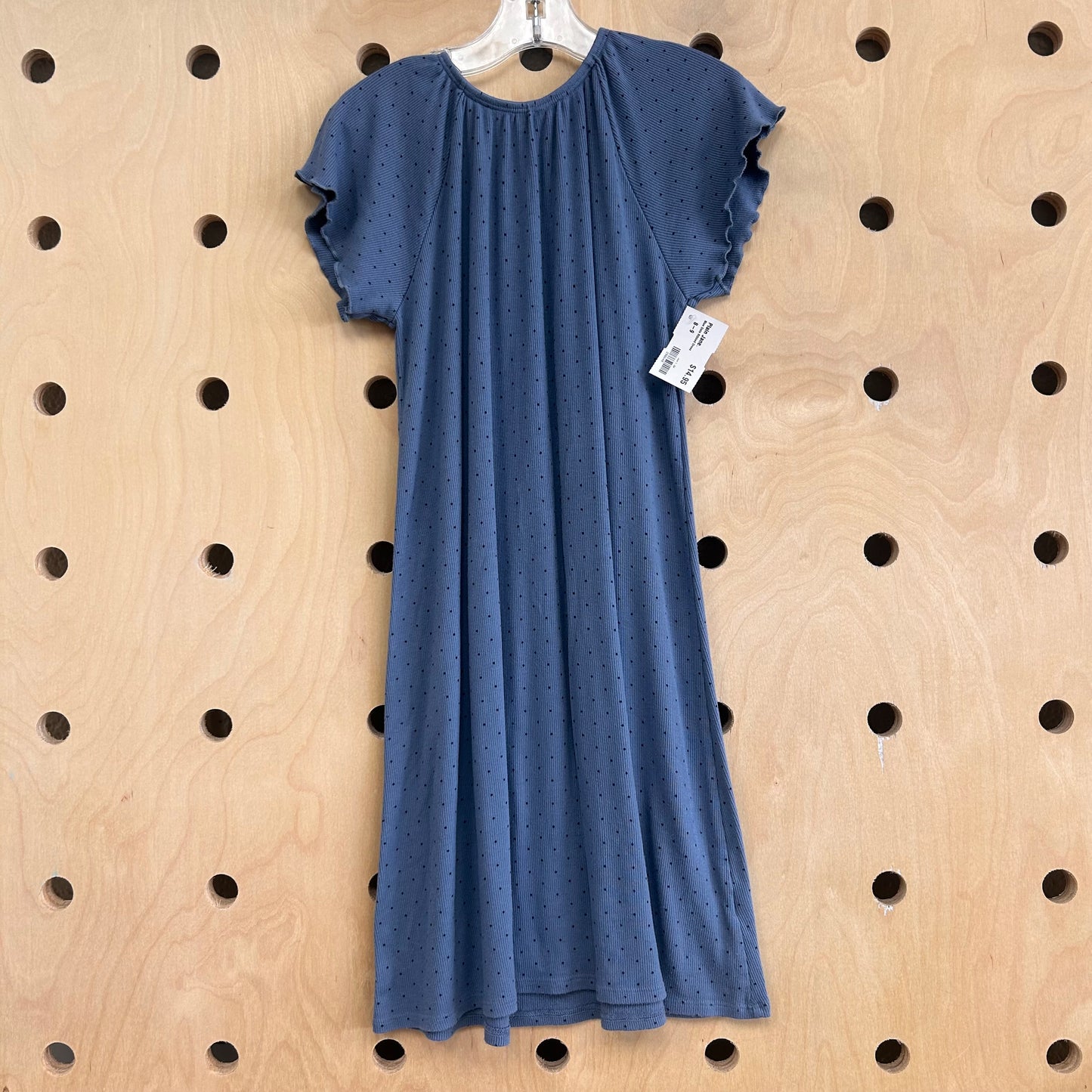 Blue Dots Ribbed Dress
