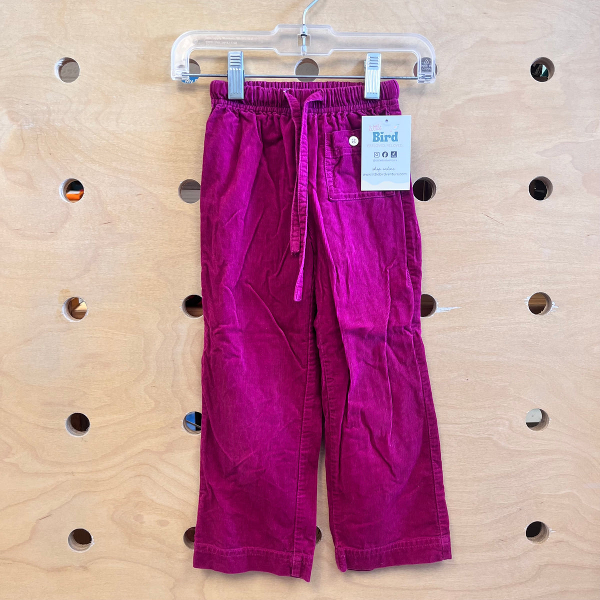 Magenta Cord Elastic Waist Pants