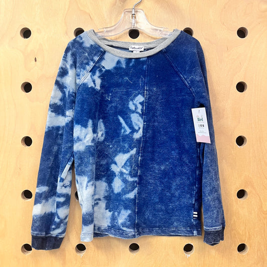 Blue Half Tie Dyed Pullover