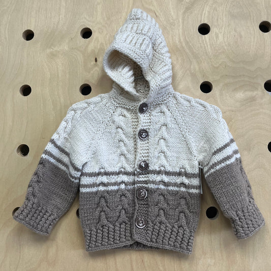 Cream & Grey Hoodie Sweater