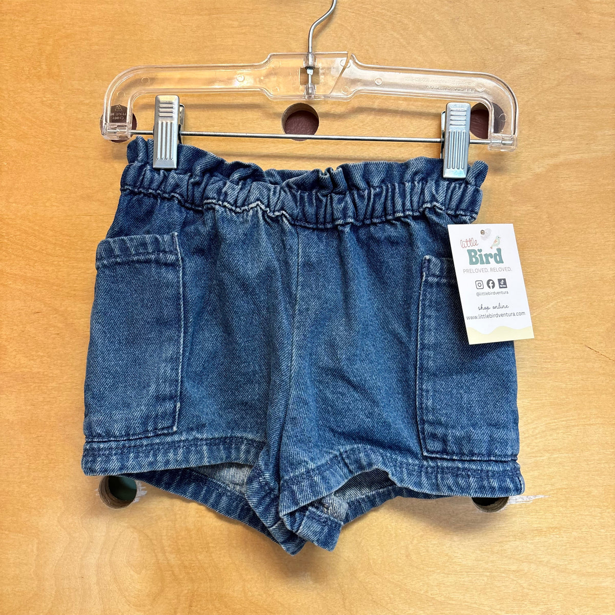 Denim Paper Bag Waist Shorts