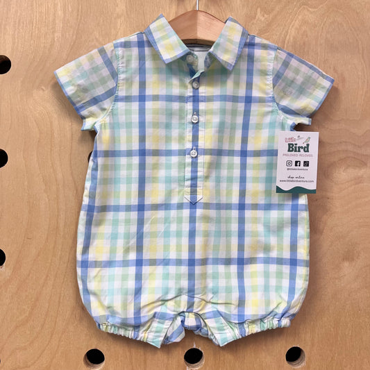Pastel Plaid Polo Romper NEW!