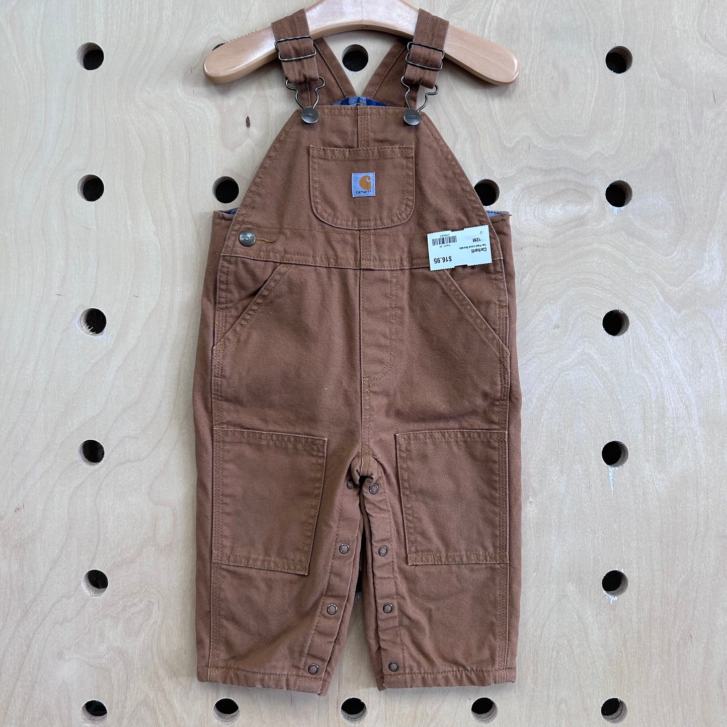 Tan Plaid Lined Overalls