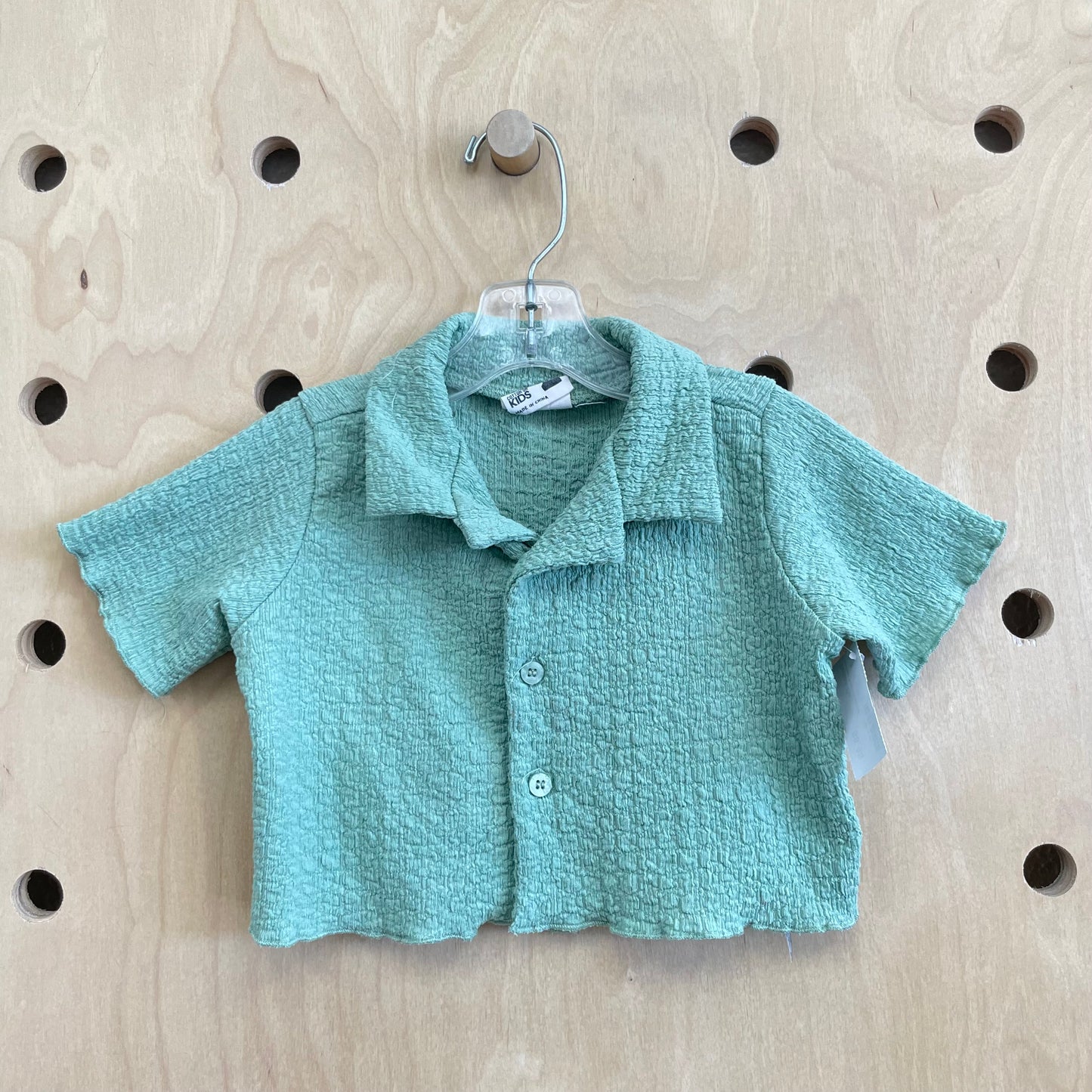 Seafoam Button Crepe Top