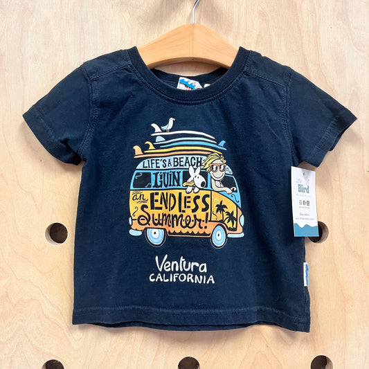 Black 'Lifes A Beach' Cotton Tee