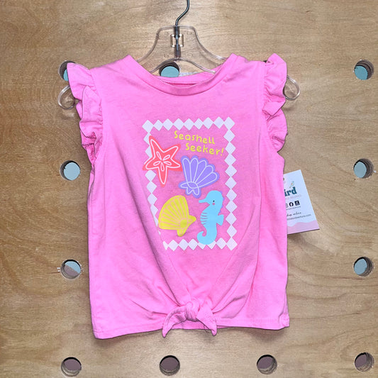 Pink Seashell Seeker Knotted Top