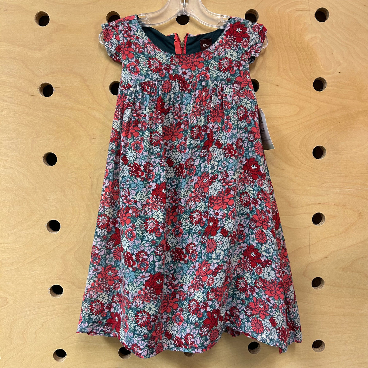 Teal/Red Floral Cotton Dress