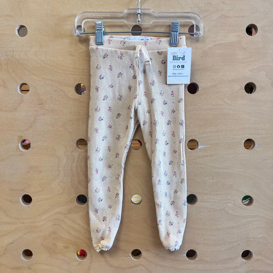 Yellow Floral Waffle Knit Leggings
